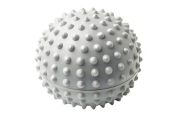 Textured white spiky massage ball on a solid PNG background perfect for therapy, massage ball, spiky ball, texture, white, gray, ball, sphere, therapy, health, wellness, muscle pain, self care, trig