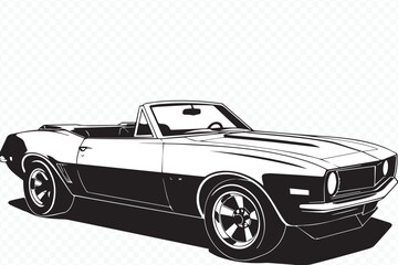 Black and White Vintage Car Drawing for Automotive Art Vector