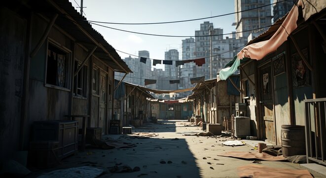 Shanty Town Slums in Dystopian City