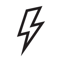 Lightning bolt silhouette icon, electric power flash energy symbol graphic isolated on white background.