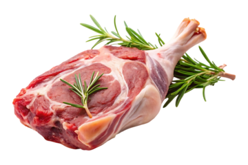 raw whole lamb leg image isolated on transparent background