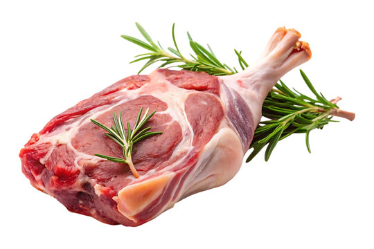 raw whole lamb leg image isolated on transparent background