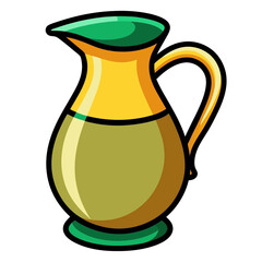 Colorful cartoon jug vector illustration with unique handle design white background PNG 
