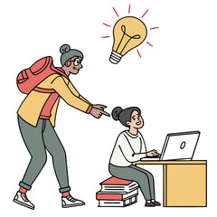 Cute Cartoon Brain Holding a Coffee Cup