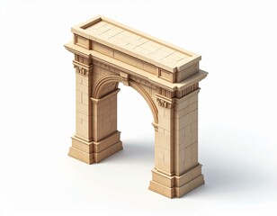 Obraz premium Architectural Model Beige Stone Archway with Classical Details Design Structure