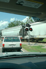 Vehicle at railroad crossing