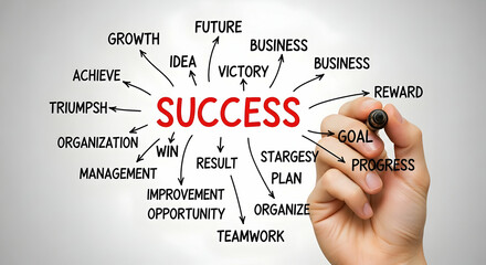 Success Concept Illustrated with Hand and Pen