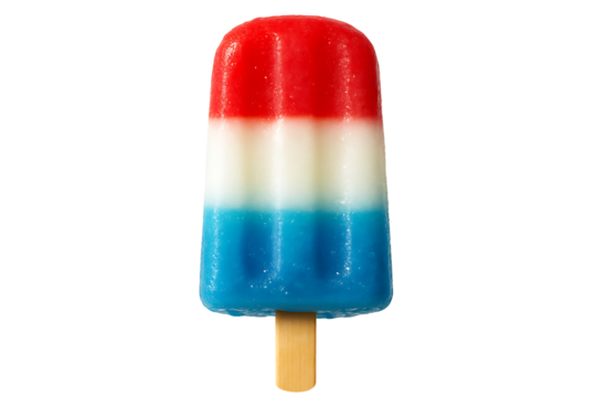 Patriotic Red White and Blue Popsicle on Transparent Background