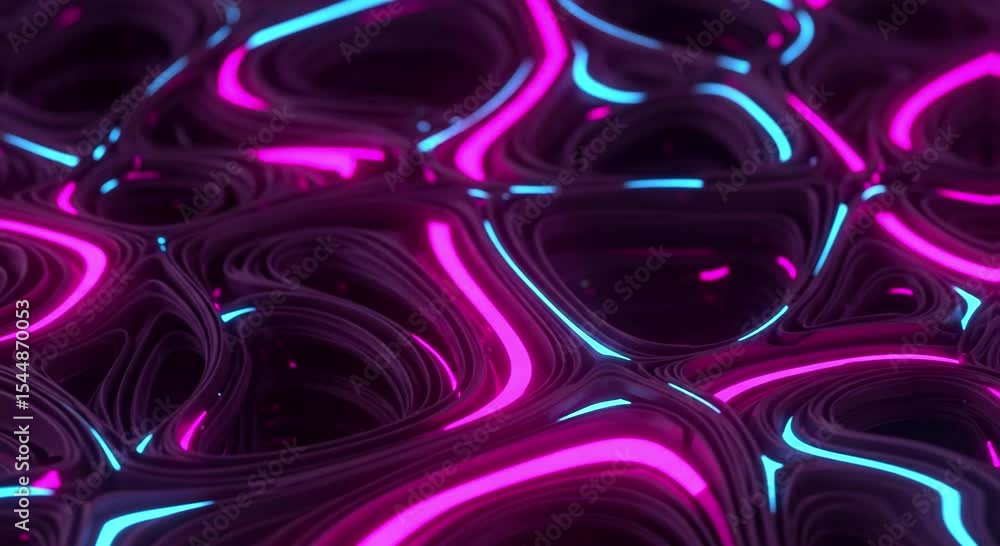 Aufkleber glowing abstraction: a mesmerizing display of fluid shapes illuminated with vibrant neon light, crea