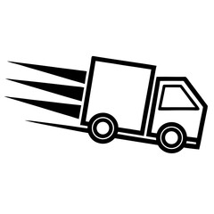 Fast delivery truck in motion icon for express shipping and courier services