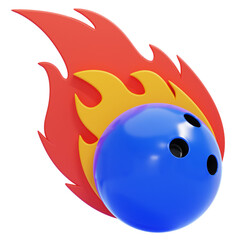 PNG 3D Flaming Bowling Ball Icon Isolated on a White Background