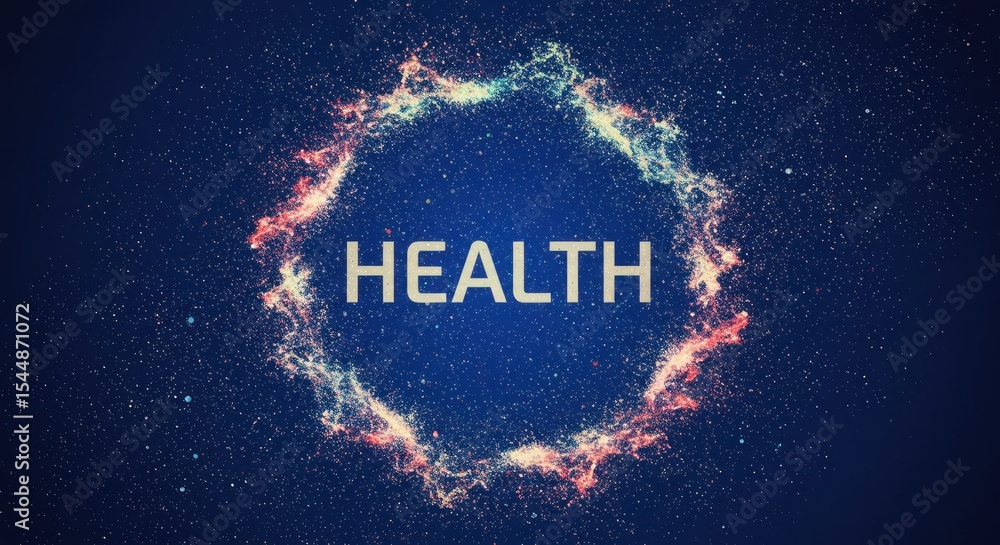 Poster celestial health concept with particle vortex