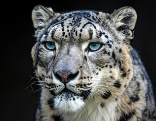 Wild Snow Leopard Face