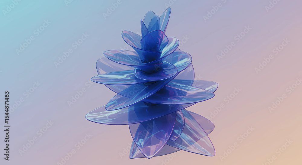 Poster abstract blue stacked shape on a gradient background