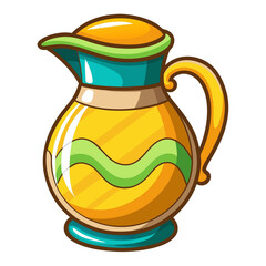 Colorful cartoon jug vector illustration with unique handle design white background PNG 