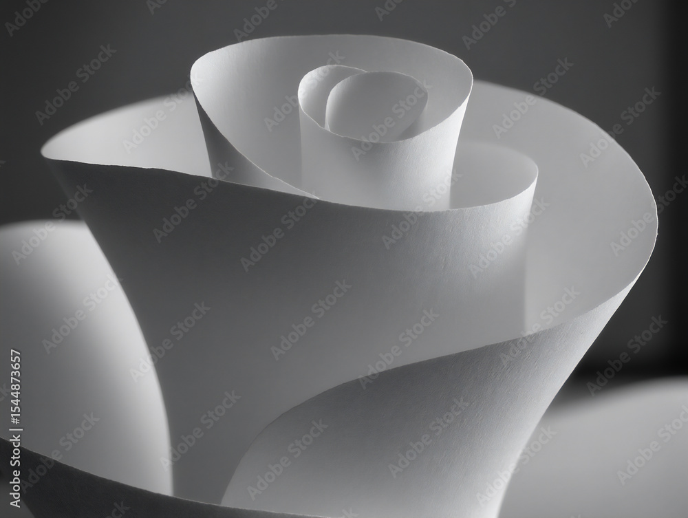 Poster abstract composition of delicate lines and curves in a monochromatic color scheme with subtle light
