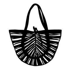 Obraz premium Silhouette of palm leaf beach bag with leather straps, eco-friendly style