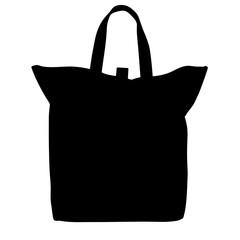 Silhouette of tote bag on white background, eco-friendly reusable accessory