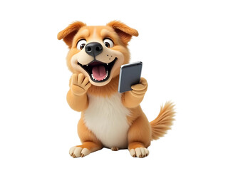 dog with a mobile phone