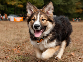 energetic image of a dog participating in an agility course with focus and speed