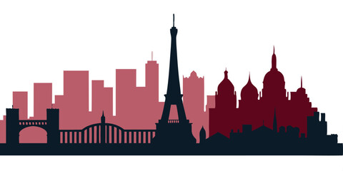  silhouette city skyline on white background