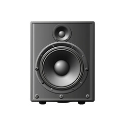 Black speaker with two woofers isolated on white background