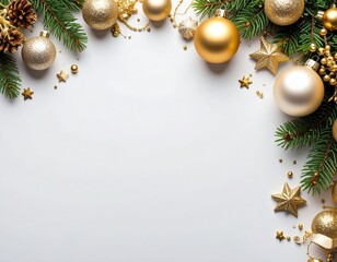 Celebrating the festive spirit elegant gold and green christmas decorations with ornaments and pine minimalist style holiday cheer soft lighting