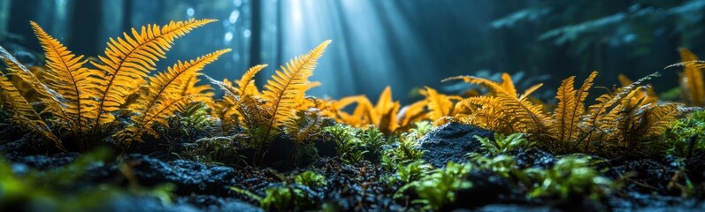 Fern plant in the middle of a forest banner