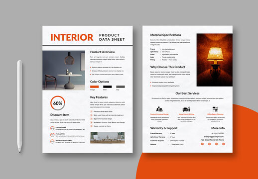 Interior Product Data Sheet Layout