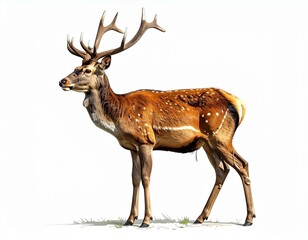 Male Axis Deer Spotted Coat Antlers White Background Male Deer Spotted Deer