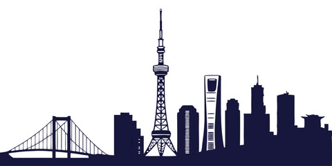 Obraz premium silhouette city skyline on white background