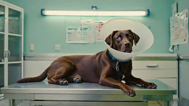 Dog with cone of shame.