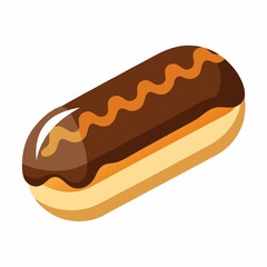 Chocolate eclair pastry isolated on white background
