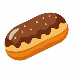 Chocolate eclair pastry isolated on white background