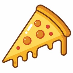 Melty pizza slice cartoon illustration isolated on white background