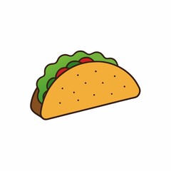 Taco cartoon illustration isolated on white background