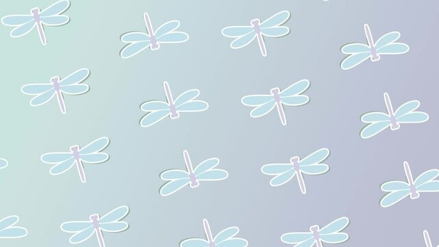 dragonfly pattern animation on a light background