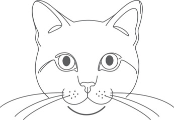 Elegant Line Art Cat Face Simple, Clean Illustration