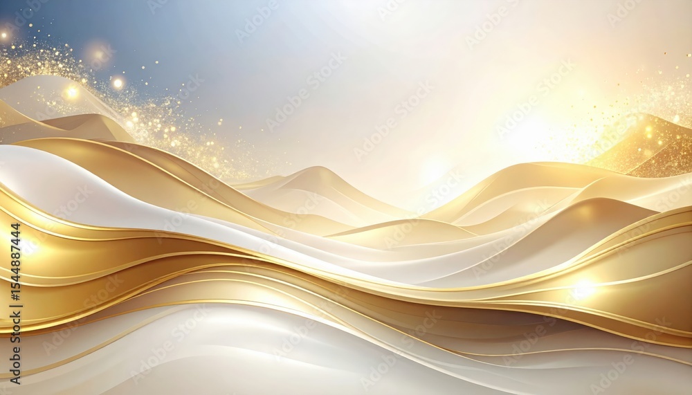 Aufkleber elegant golden waves flowing across a serene background abstract art digital design calm environment