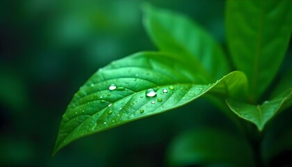 Vibrant green leaf with water droplets