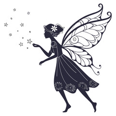 silhouette fairies on white background