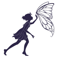 silhouette fairies on white background