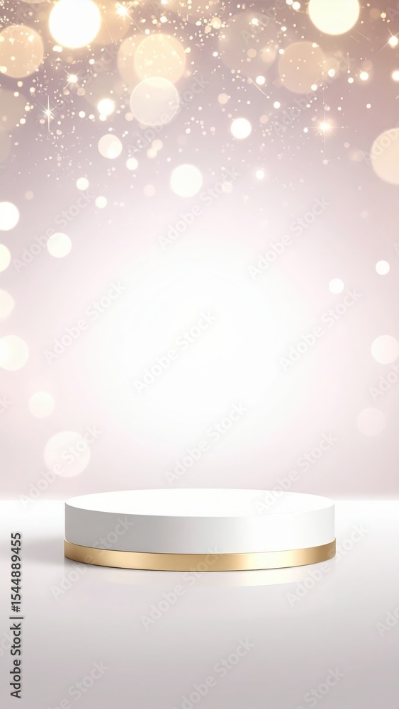Poster elegant display stage with soft lighting and bokeh effects for events and presentations