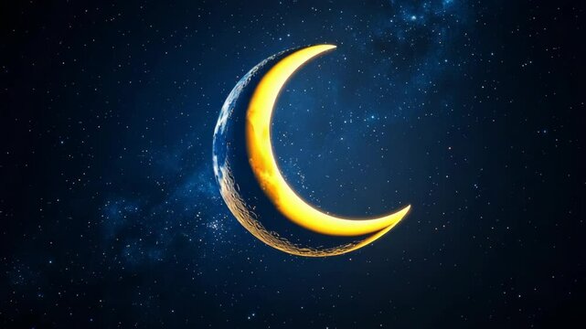 Animated Progression of the Moon Phases in a Starry Night Sky