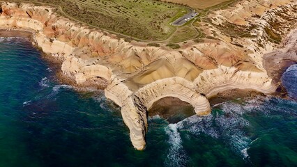 Blanche Point and Maslin Beach, South Australia: Aerial Drone Views Capturing Rugged Coastal Cliffs, Vibrant Sandstone Formations, Turquoise Waters, and Golden Sunset Glow Along the Fleurieu Peninsula