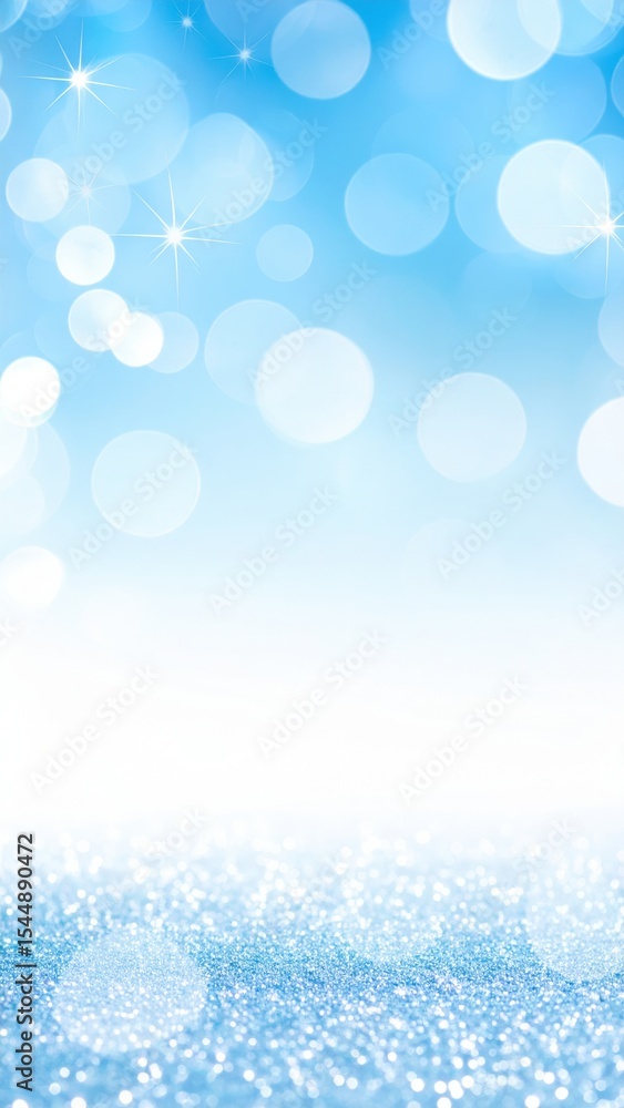 Poster sparkling blue bokeh lights abstract design digital art calm atmosphere soft focus visual serenity