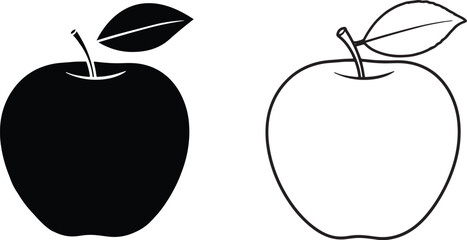 Apple Icons Black and White Silhouette Illustrations for Design Projects