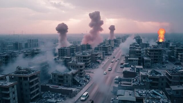 Warzone Explosions Aerial View