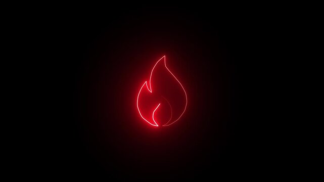 Abstract Fire shape neon glow effect animation. Abstract Beautiful red flame illustration.