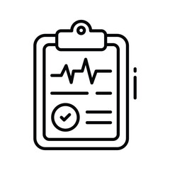 An outline icon showcasing medical report with check mark